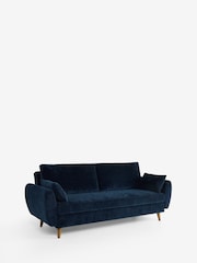 Cross Hatch Luxe Chenille Navy Blue Wilson Double Sofa Bed - Image 6 of 11