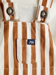 Bronz Maro Dungă - JoJo Maman Bébé 2-Piece Twill Dungaree Set & T-Shirt - Imaginea 6 din 6