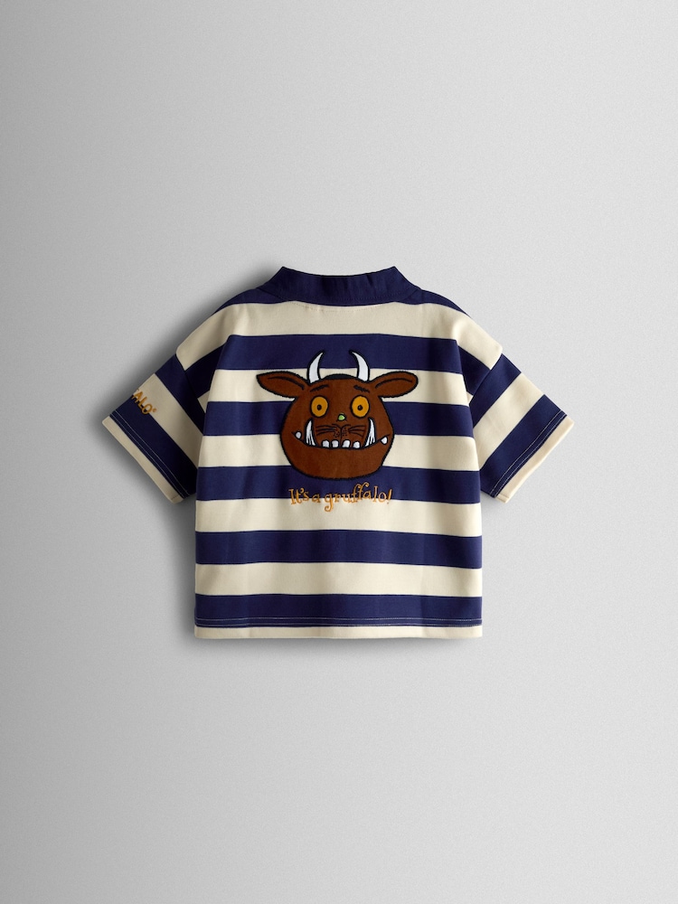 JoJo Maman Bébé Navy Blue The Gruffalo Relaxed Fit Polo - Image 2 of 3 JoJo Maman Bébé Navy Blue The Gruffalo Relaxed Fit Polo - Image 2 of 3