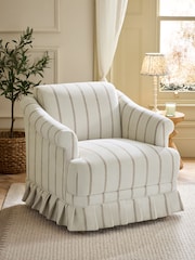 Country Chenille Stripe Rust Brown with Frill Beatrice Armchair - Image 1 of 10