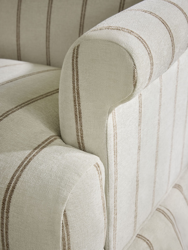 Country Chenille Stripe Rust Brown with Frill Beatrice Armchair - Image 2 of 10