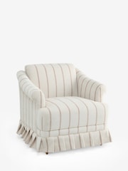 Country Chenille Stripe Rust Brown with Frill Beatrice Armchair - Image 6 of 10