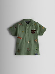 JoJo Maman Bébé Green The Gruffalo Embroidered Polo Shirt - Image 1 of 3