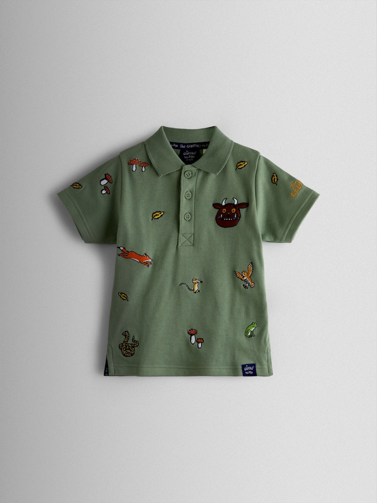 JoJo Maman Bébé Green The Gruffalo Embroidered Polo Shirt - Image 1 of 3