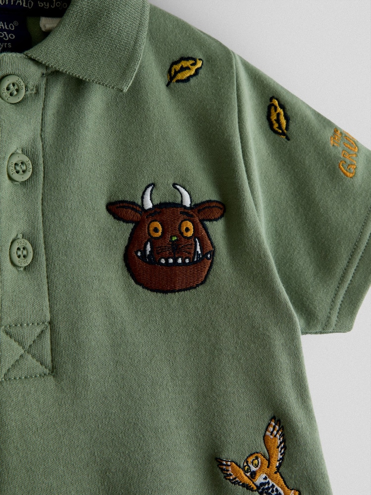JoJo Maman Bébé Green The Gruffalo Embroidered Polo Shirt - Image 3 of 3