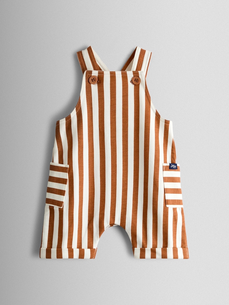 JoJo Maman Bébé Brown 2-Piece Stripe Appliqué Dunagree & T-Shirt Set - Image 2 of 7