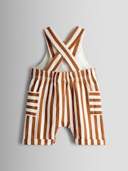 JoJo Maman Bébé Brown 2-Piece Stripe Appliqué Dunagree & T-Shirt Set - Image 3 of 7