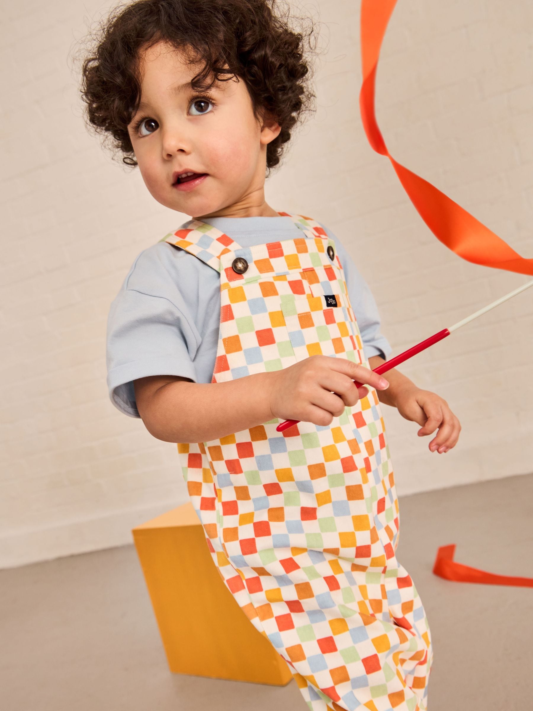 Jojo Maman Bébé Red 2-Piece Twill Dungaree Set & T-Shirt
