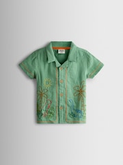 JoJo Maman Bébé Green Dino 2-Piece Shirt & Short Set - Image 2 of 7