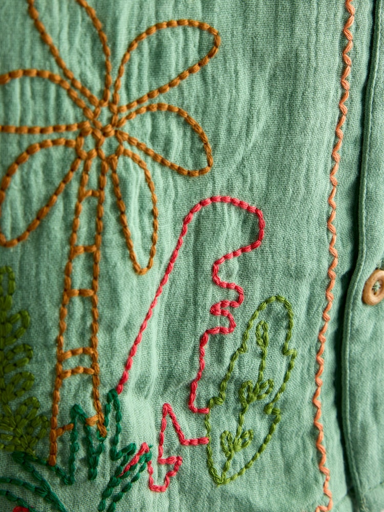 JoJo Maman Bébé Green Dino 2-Piece Shirt & Short Set - Image 8 of 8