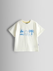 JoJo Maman Bébé Blue Printed T-Shirt & Shorts Set - Image 2 of 7