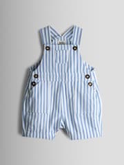 Albastru - JoJo Maman Bébé 2-Piece Twill Dungaree Set & T-Shirt - Imaginea 2 din 6