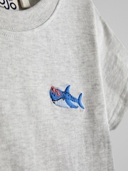 JoJo Maman Bébé Light Blue Shark 2-Piece T-Shirt & Shorts Set - Image 6 of 7