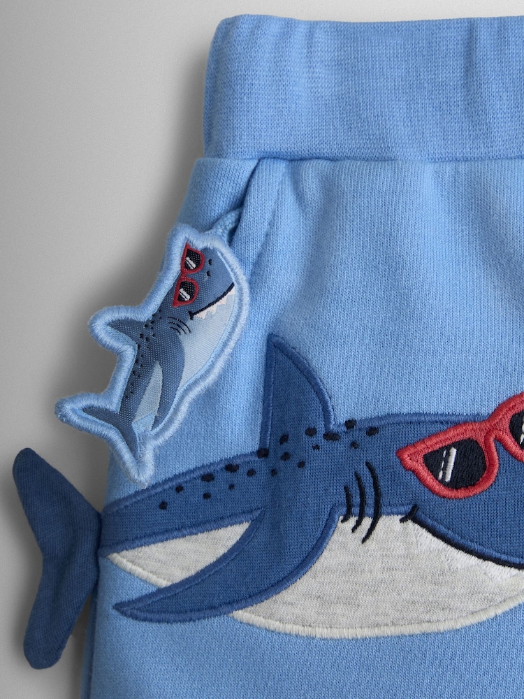 JoJo Maman Bébé Light Blue Shark 2-Piece T-Shirt & Shorts Set - Image 7 of 7