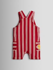 レッド - JoJo Maman Bébé ストライプオーバーオール & Tシャツ 2点セット - 画像 3 / 6