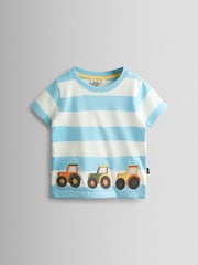 JoJo Maman Bébé Blue Tractor Appliqué T-Shirt - Image 1 of 3