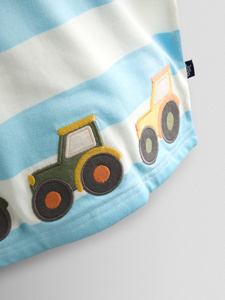 JoJo Maman Bébé Blue Tractor Appliqué T-Shirt - Image 3 of 3 JoJo Maman Bébé Blue Tractor Appliqué T-Shirt - Image 3 of 3