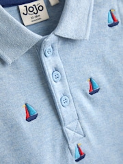 JoJo Maman Bébé Blue Boat Embroidered Polo Shirt - Image 4 of 4