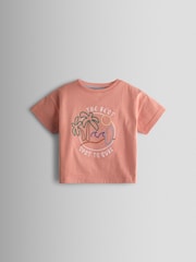 Coral & Light Blue Surf - JoJo Maman Bébé 2-Pack Appliqué T-Shirts - Imagen 2 de 7