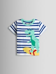 JoJo Maman Bébé Blue Dino Appliqué T-Shirt - Image 1 of 3