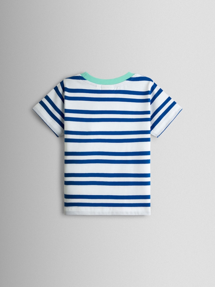 JoJo Maman Bébé Blue Dino Appliqué T-Shirt - Image 2 of 3