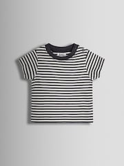 JoJo Maman Bébé Natural Zebra 2-Piece Zebra Appliqué Dungarees & Rib T-Shirt Set - Image 4 of 6