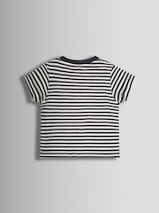 JoJo Maman Bébé Natural Zebra 2-Piece Zebra Appliqué Dungarees & Rib T-Shirt Set - Image 5 of 6