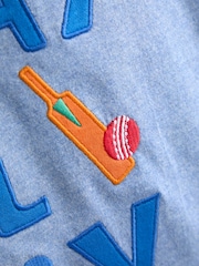 JoJo Maman Bébé Blue Play All Day Slogan Appliqué T-Shirt - Image 3 of 3