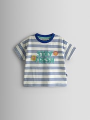 JoJo Maman Bébé Blue Stripe Graphic T-Shirt - Image 1 of 3