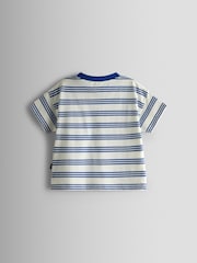 JoJo Maman Bébé Blue Stripe Graphic T-Shirt - Image 2 of 3