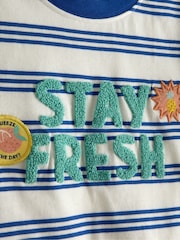 JoJo Maman Bébé Blue Stripe Graphic T-Shirt - Image 3 of 3