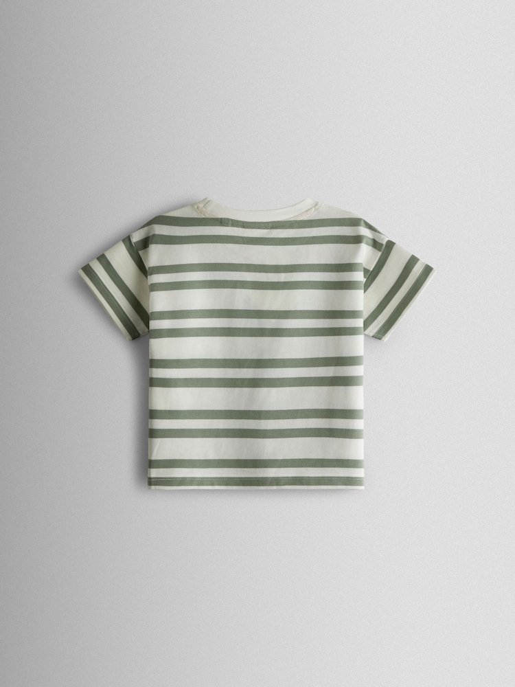 JoJo Maman Bébé Khaki Green Giraffe Pocket Appliqué T-Shirt - Image 2 of 3