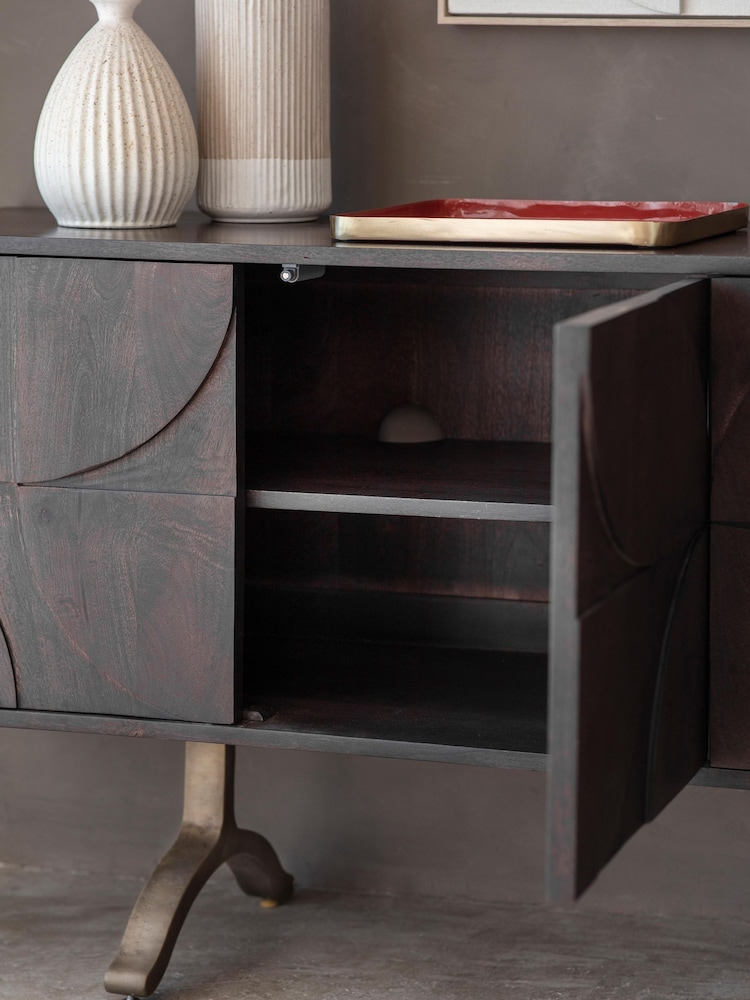 Gallery Home Dark Wood Genesis 4 Door Sideboard - Image 2 of 7 Gallery Home Dark Wood Genesis 4 Door Sideboard - Image 2 of 7