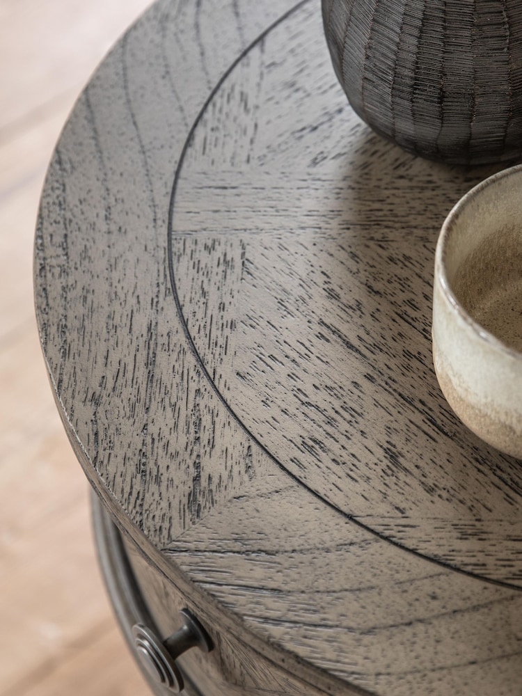 Gallery Home Natural Haven Round 1 Drawer Side Table - Image 2 of 6