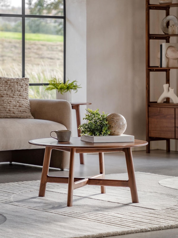 Gallery Home Dark Wood Verona Walnut Round Coffee Table - Image 1 of 7 Gallery Home Dark Wood Verona Walnut Round Coffee Table - Image 1 of 7