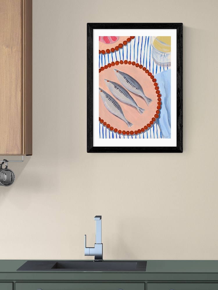 East End Prints Black Sardines Supper Wall Art Print by Susie Miller - Image 1 of 3