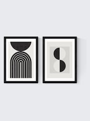 East End Prints Set of 2 Black Abstract Rainbow Circle Wall Art Prints by Crayon Studio - Image 2 of 2