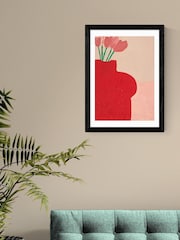 East End Prints Black Red Bust Vase Wall Art Print by Lucy Muss - Image 1 of 3