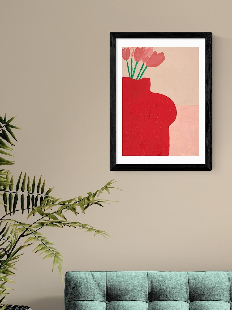 East End Prints Black Red Bust Vase Wall Art Print by Lucy Muss - Image 1 of 3