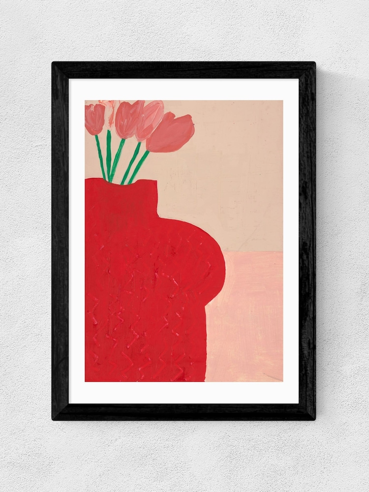 East End Prints Black Red Bust Vase Wall Art Print by Lucy Muss - Image 2 of 3