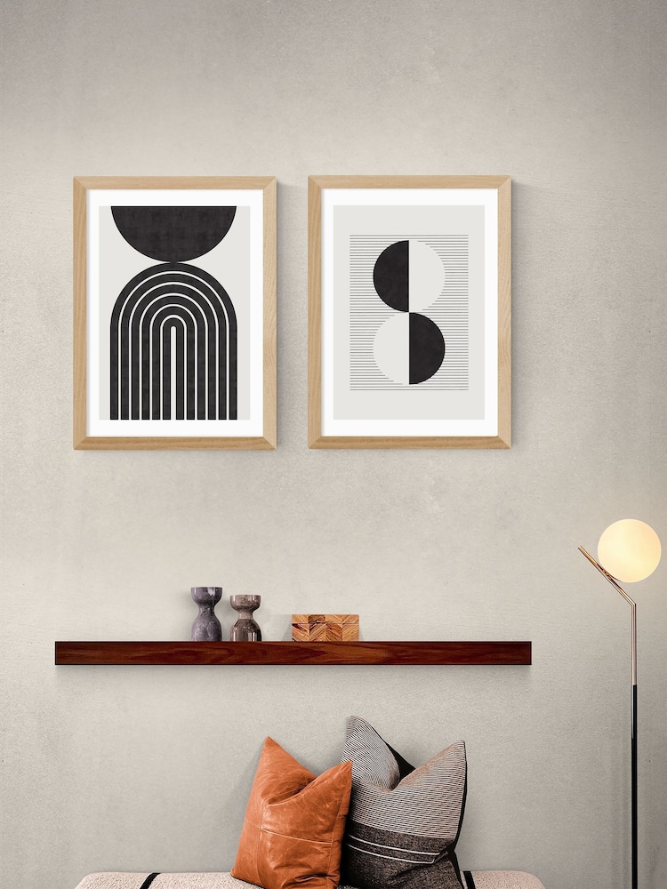 East End Prints Set of 2 Oak Abstract Rainbow Circle Wall Art Prints by Crayon Studio - Image 1 of 2 East End Prints Set of 2 Oak Abstract Rainbow Circle Wall Art Prints by Crayon Studio - Image 1 of 2