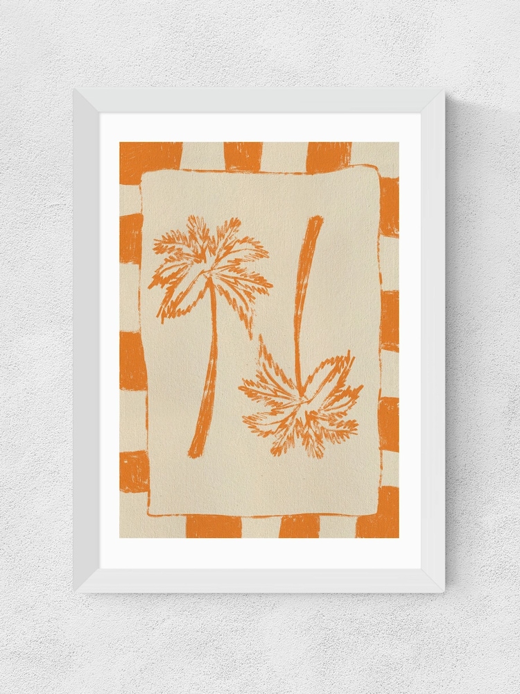 East End Prints White Palm Paradise Orange Wall Art Print by Shatha Dafai - Image 2 of 3 East End Prints White Palm Paradise Orange Wall Art Print by Shatha Dafai - Image 2 of 3