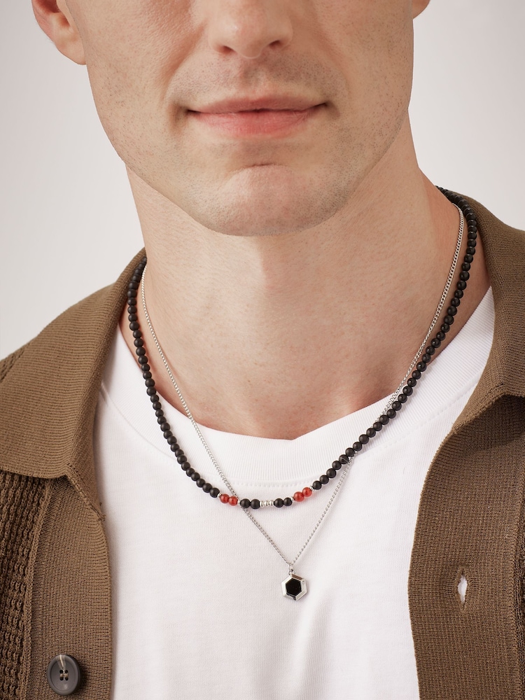 Bartlett Waterproof Onyx Hexagon Curb Chain Black Necklace - Image 3 of 3