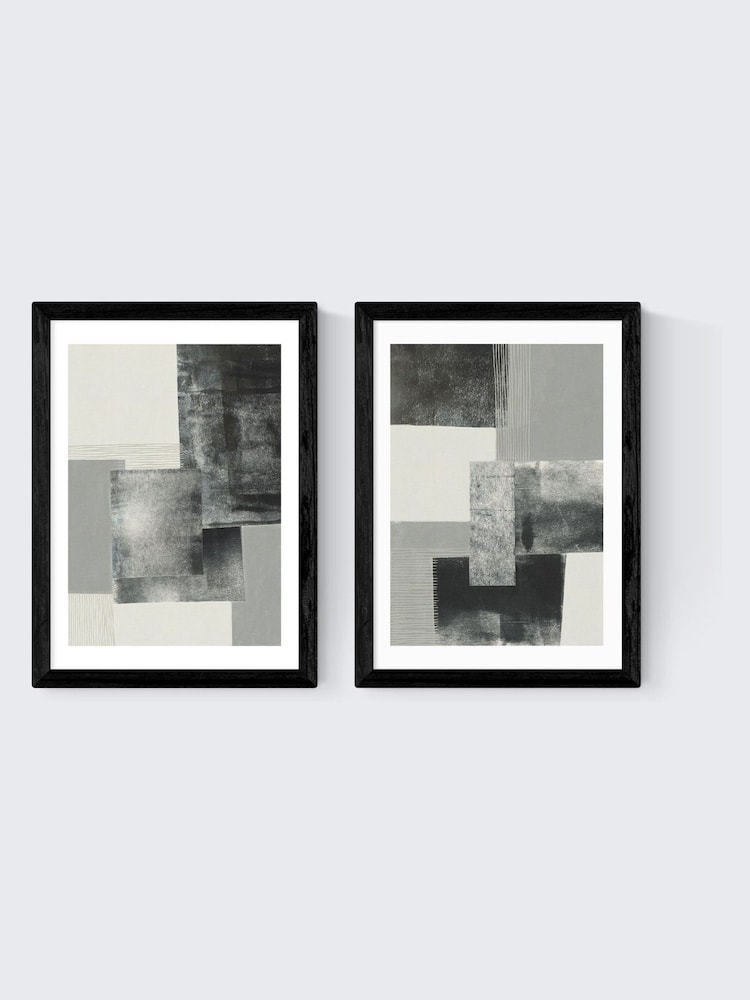 East End Prints Set of 2 Black Monochrome Blocks Wall Art Prints by Alisa Galitsyna - Image 2 of 2 East End Prints Set of 2 Black Monochrome Blocks Wall Art Prints by Alisa Galitsyna - Image 2 of 2