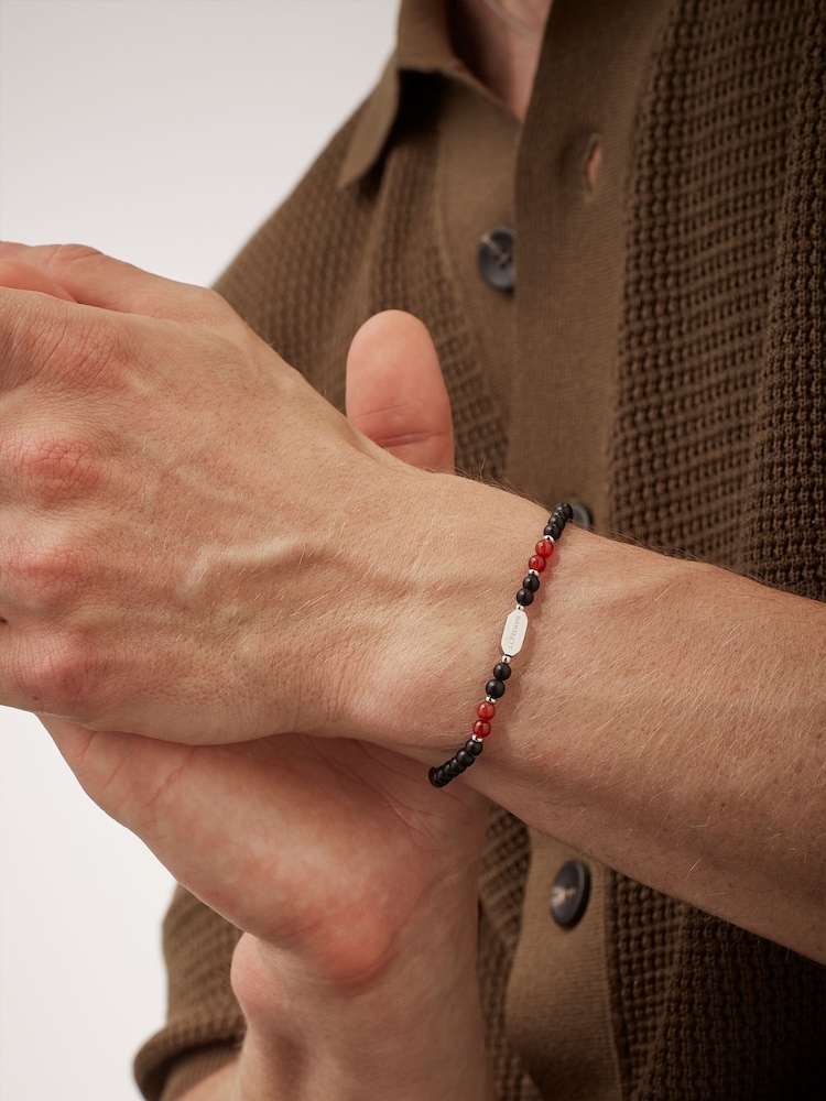 Bartlett Waterproof Onyx Black Bracelet With Red Agate Accent - Image 3 of 3 Bartlett Waterproof Onyx Black Bracelet With Red Agate Accent - Image 3 of 3