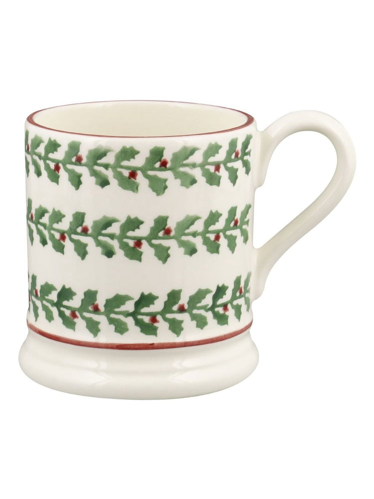 Emma Bridgewater Cream Tiny Holly 1/2 Pint Mug - Image 1 of 4