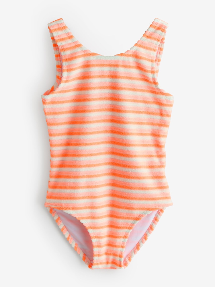 Orange Textured Striped Swimsuit - Image 1 of 1