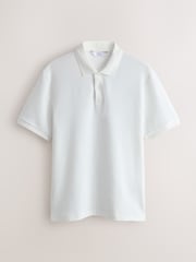 White Slub Regular Fit Textured Smart Polo Shirt - Image 1 of 3