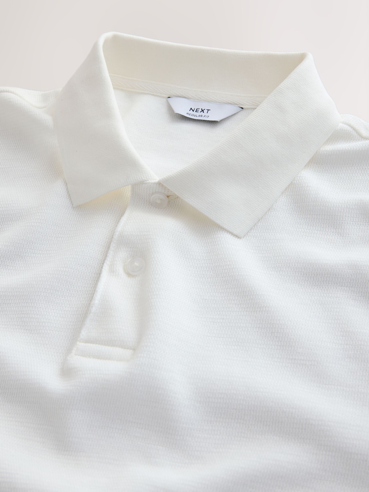 White Slub Regular Fit Textured Smart Polo Shirt - Image 2 of 3