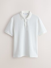 White Slub Regular Fit Textured Smart Polo Shirt - Image 6 of 8